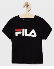 Koszulka t-shirt bawełniany dziecięcy kolor czarny z nadrukiem - Answear.com Fila