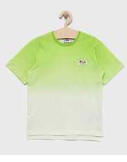 Koszulka t-shirt bawełniany dziecięcy kolor zielony wzorzysty - Answear.com Fila
