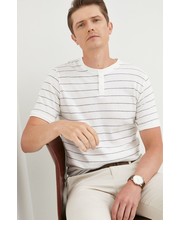 T-shirt - koszulka męska polo bawełniane kolor biały wzorzysty - Answear.com Lindbergh