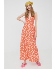 Sukienka sukienka z domieszką lnu  x Wrangler kolor pomarańczowy maxi rozkloszowana - Answear.com Billabong