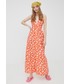 Sukienka Billabong sukienka z domieszką lnu  x Wrangler kolor pomarańczowy maxi rozkloszowana