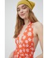 Sukienka Billabong sukienka z domieszką lnu  x Wrangler kolor pomarańczowy maxi rozkloszowana