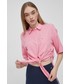 Koszula Tommy Jeans koszula z domieszką lnu damska kolor różowy regular z kołnierzykiem klasycznym
