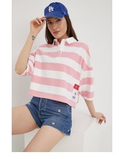 Bluzka t-shirt bawełniany kolor różowy z kołnierzykiem - Answear.com Tommy Jeans