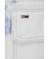 Kurtka Tommy Jeans kurtka jeansowa BF7091 damska kolor biały przejściowa oversize