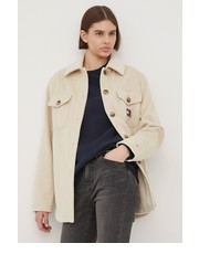 Kurtka kurtka z domieszką wełny kolor beżowy przejściowa - Answear.com Tommy Jeans