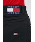 Spodnie Tommy Jeans szorty jeansowe damskie kolor czarny gładkie high waist
