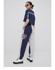 Spodnie spodnie bawełniane damskie kolor granatowy melanżowe - Answear.com Tommy Jeans