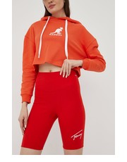 Spodnie szorty damskie kolor czerwony z aplikacją high waist - Answear.com Tommy Jeans