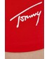 Spodnie Tommy Jeans szorty damskie kolor czerwony z aplikacją high waist