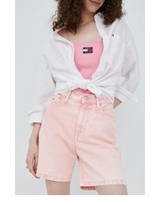 Spodnie szorty jeansowe BETSY BF7002 damskie kolor różowy gładkie high waist - Answear.com Tommy Jeans