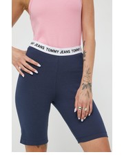 Spodnie szorty damskie kolor granatowy gładkie high waist - Answear.com Tommy Jeans