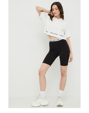 Spodnie szorty damskie kolor czarny gładkie high waist - Answear.com Tommy Jeans
