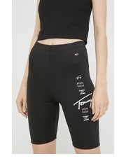 Spodnie szorty damskie kolor czarny z nadrukiem high waist - Answear.com Tommy Jeans