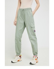 Spodnie spodnie bawełniane damskie kolor zielony fason cargo high waist - Answear.com Tommy Jeans