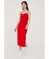 Sukienka Tommy Jeans sukienka kolor czerwony midi dopasowana