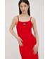 Sukienka Tommy Jeans sukienka kolor czerwony midi dopasowana