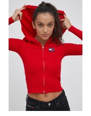 Sweter kardigan damski kolor czerwony lekki - Answear.com Tommy Jeans