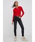 Sweter Tommy Jeans kardigan damski kolor czerwony lekki