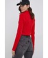 Sweter Tommy Jeans Longsleeve bawełniany kolor czerwony z półgolfem