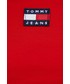 Sweter Tommy Jeans Longsleeve bawełniany kolor czerwony z półgolfem