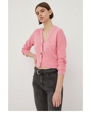 Sweter kardigan lniany damski kolor różowy lekki - Answear.com Tommy Jeans