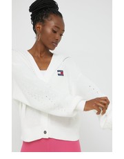 Sweter kardigan bawełniany damski kolor biały lekki - Answear.com Tommy Jeans