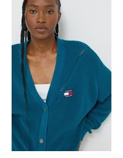 Sweter kardigan bawełniany damski kolor turkusowy lekki - Answear.com Tommy Jeans