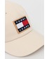 Czapka Tommy Jeans czapka kolor beżowy z aplikacją