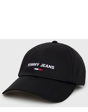 Czapka czapka bawełniana kolor czarny z aplikacją - Answear.com Tommy Jeans