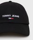 Czapka Tommy Jeans czapka bawełniana kolor czarny z aplikacją