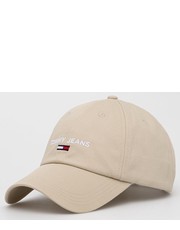 Czapka czapka bawełniana kolor beżowy z aplikacją - Answear.com Tommy Jeans