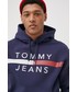Bluza męska Tommy Jeans Bluza męska kolor granatowy z kapturem melanżowa