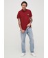 T-shirt - koszulka męska Tommy Jeans Polo bawełniane kolor bordowy gładki