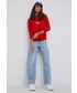 Bluza Tommy Jeans bluza damska kolor czerwony z kapturem z nadrukiem