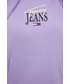 Bluza Tommy Jeans bluza damska kolor fioletowy z kapturem z nadrukiem