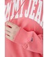 Bluza Tommy Jeans bluza damska kolor różowy z kapturem z nadrukiem