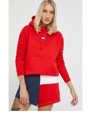 Bluza bluza bawełniana damska kolor czerwony z kapturem gładka - Answear.com Tommy Jeans