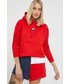 Bluza Tommy Jeans bluza bawełniana damska kolor czerwony z kapturem gładka