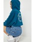 Bluza Tommy Jeans bluza damska kolor turkusowy z kapturem z aplikacją