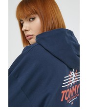 Bluza bluza bawełniana damska kolor granatowy z kapturem z nadrukiem - Answear.com Tommy Jeans