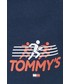 Bluza Tommy Jeans bluza bawełniana damska kolor granatowy z kapturem z nadrukiem