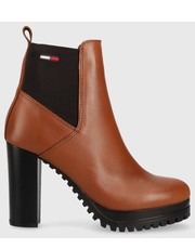 Sztyblety sztyblety skórzane Essentials High Heel Boot damskie kolor brązowy na słupku - Answear.com Tommy Jeans
