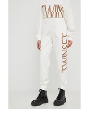 Spodnie spodnie dresowe damskie kolor beżowy high waist - Answear.com Twinset