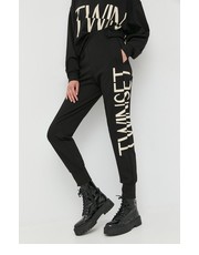 Spodnie spodnie dresowe damskie kolor czarny high waist - Answear.com Twinset