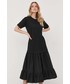 Sukienka Twinset sukienka bawełniana kolor czarny midi rozkloszowana