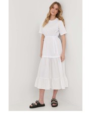 Sukienka sukienka bawełniana kolor biały midi rozkloszowana - Answear.com Twinset