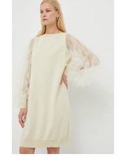 Sukienka sukienka z domieszką wełny kolor beżowy mini prosta - Answear.com Twinset