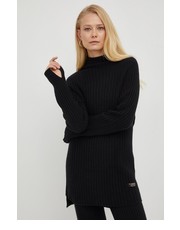 Sweter sweter wełniany damski kolor czarny lekki z golfem - Answear.com Twinset