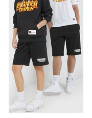Spodnie szorty xStranger Things kolor czarny z nadrukiem - Answear.com Champion